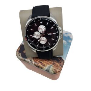 Fossil Autocross Mens Multifunctional Watch Black Silicone Strap BQ2553 Racing